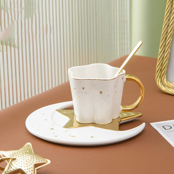 Creative Ceramic Cup With Star And Moon Saucer - Image 9