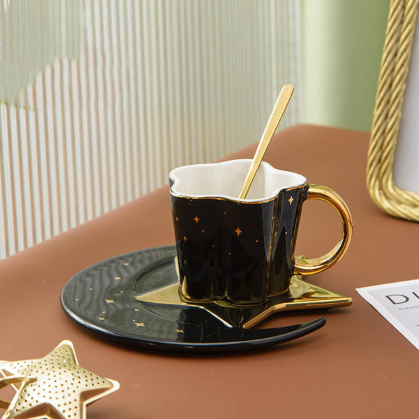 Creative Ceramic Cup With Star And Moon Saucer - Image 7