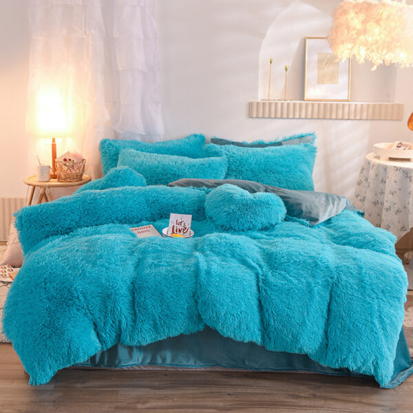 Luxury Thick Fleece Duvet Cover Queen King Winter Warm Bed Quilt Cover Pillowcase Fluffy Plush Shaggy Bedclothes Bedding Set Winter Body Keep Warm - Image 6