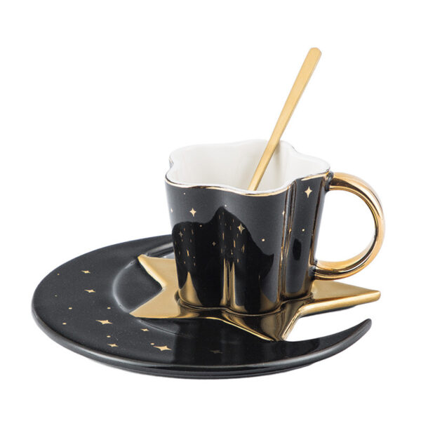 Creative Ceramic Cup With Star And Moon Saucer - Image 2