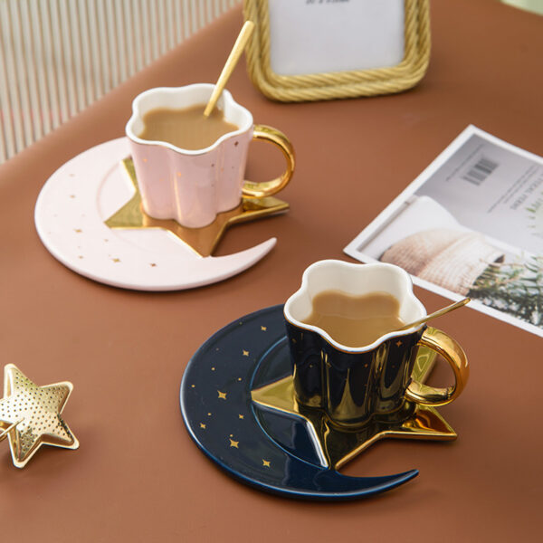 Creative Ceramic Cup With Star And Moon Saucer - Image 5